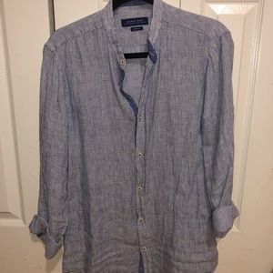 Zara Linen Shirt with Mandarin Collar